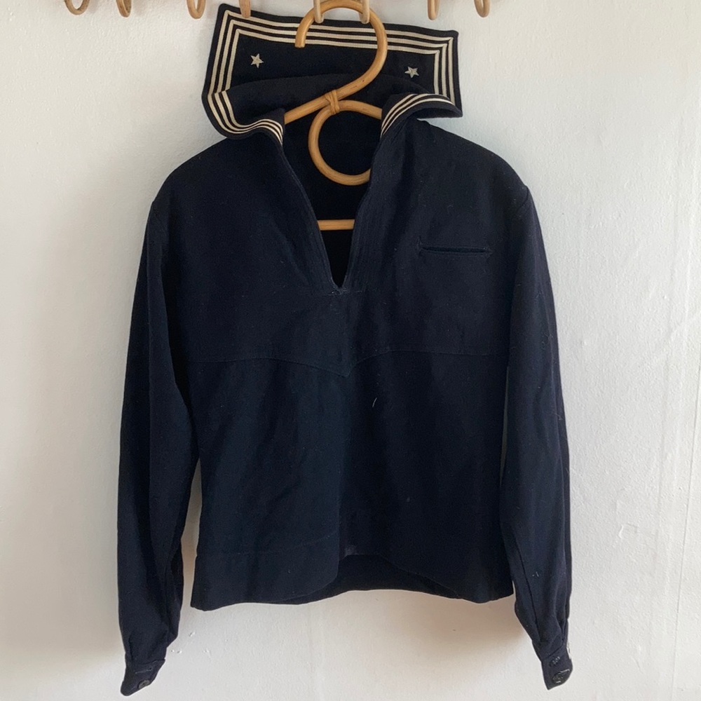 1950s wool navy sailor top size small